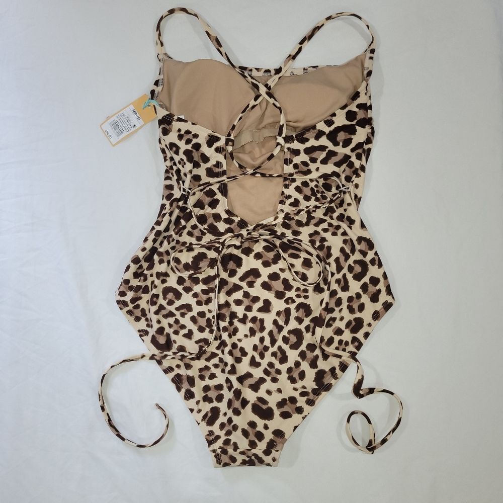 Kona Sol Size Medium Leopard Print Wrap Belt One Piece Swimsuit NEW - Picture 7 of 8